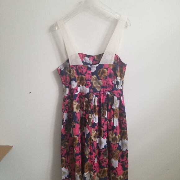 BB DAKOTA | dress floral mesh straps pink brown cream sz 6 - Picture 3 of 7